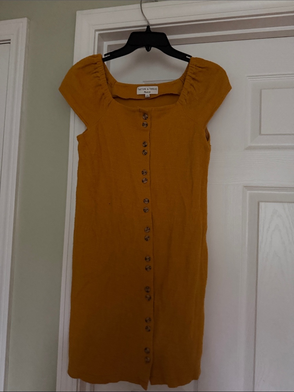 Madewell Mustard Button-Front Mini Dress